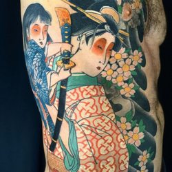 Adrenalink Tattooing Marghera - Japanese woman with child, traditional Japanese tattoo by Crez