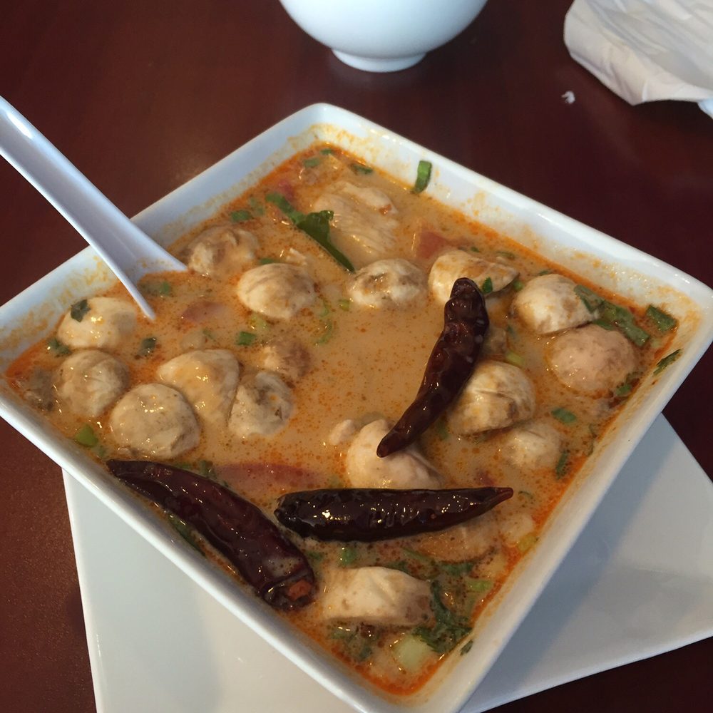 Omaha Mercy Thai Restaurant - Tom Ka Kai soup with chicken, spice level 3. - Thai Near Me - Omaha, Nebraska Omaha Mercy Thai Restaurant - Tom Ka Kai soup with chicken, spice level 3. - Thai Near Me - Omaha, Nebraska