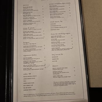Stagecoach Smokehouse - Right side of menu - Steakhouses Near Me - Sedona, Arizona