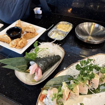 Hooked On Sushi - Vitamin Roll (gluten free) Chicken Gyoza Yellowtail Hand Roll - Japanese Near Me - Encinitas, California