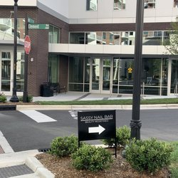 Sassy Nail Bar - Try right once you see the church. Place is on the right. Also have a parking deck.