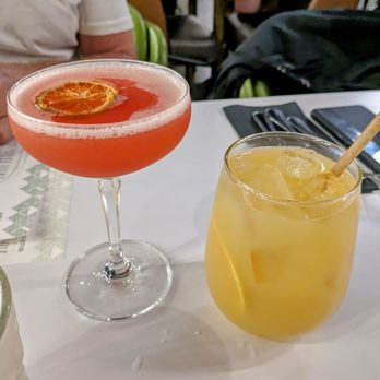 El Corazon - Daquiri Coco Loco (pink drink) no idea of yellow drink. - Latin American Near Me - Edmonton, Alberta El Corazon - Daquiri Coco Loco (pink drink) no idea of yellow drink. - Latin American Near Me - Edmonton, Alberta