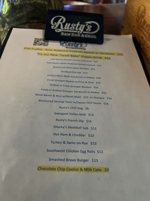 Menu photo 5 Rusty's Raw Bar and Grill - Naples Naples, FL