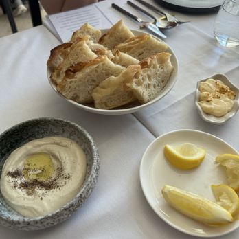 Fabrik - Austin - Sourdough focaccia with garlic chive cream and sunflower seed butter - Vegan Near Me - Austin, Texas