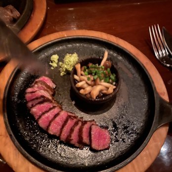 A Restaurant - Japanese A5 Miyazaki Beef (Only Served Rare) - minimum is 3 oz and they charge by the oz. Really good - New American Near Me - Newport Beach, California
