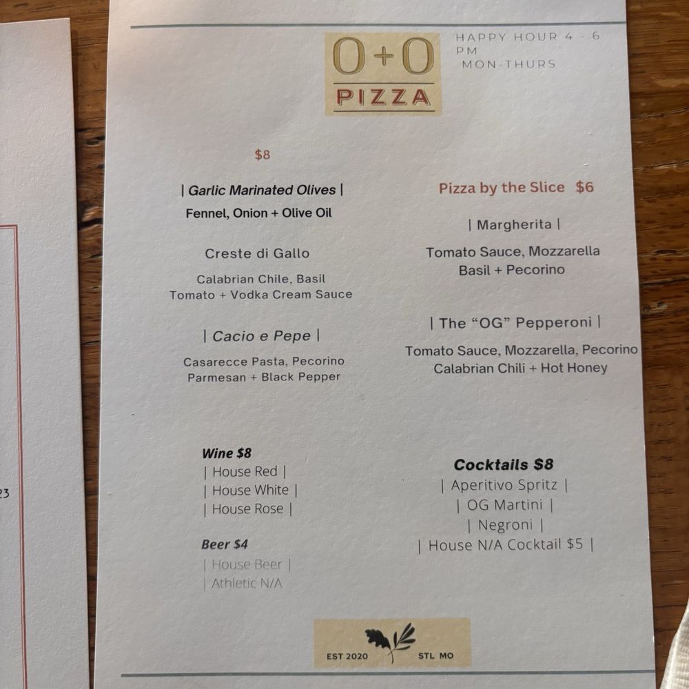 O+O Pizza - Happy hour menu - Italian Near Me - St. Louis, Missouri O+O Pizza - Happy hour menu - Italian Near Me - St. Louis, Missouri