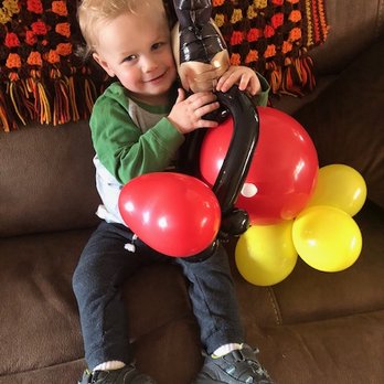 Balloon Art By Merry Makers - Finley loved his Mickey Mouse Balloon Buddy for Valentine's Day! Thank YOU Allison Dunning! - Balloon Services Near Me