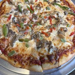 Hard Bean Cafe - Pizza with mushrooms onions and peppers