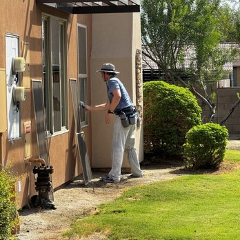 Pane Train Window Cleaning - Hard at work cleaning windows in the hot desert summer - Window Washing Near Me Pane Train Window Cleaning - Hard at work cleaning windows in the hot desert summer - Window Washing Near Me