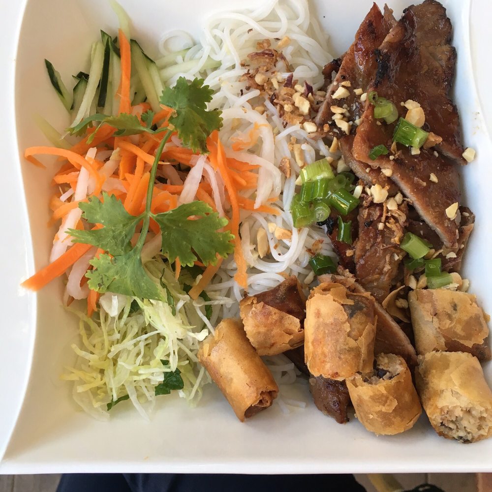 Saigon Cafe Millburn - Vermicelli with pork and spring roll - Vietnamese Near Me - Millburn, New Jersey Saigon Cafe Millburn - Vermicelli with pork and spring roll - Vietnamese Near Me - Millburn, New Jersey