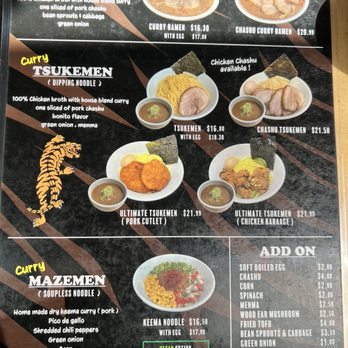 Menya TIGRE - Menu: Ramen - Ramen Near Me - Los Angeles, California Menya TIGRE - Menu: Ramen - Ramen Near Me - Los Angeles, California
