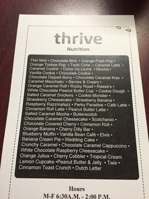 Photo of Thrive Nutrition - Ankeny, IA, US. Types of shakes offered