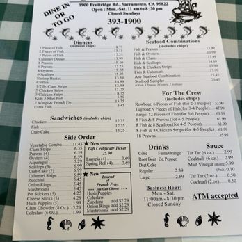 Tugboat Fish and Chips 6 - Menu - Seafood Near Me - Sacramento, California Tugboat Fish and Chips 6 - Menu - Seafood Near Me - Sacramento, California