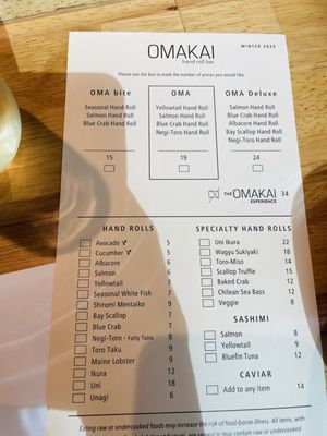 Menu photo 5 OMAKAI hand roll bar Miami, FL Menu photo 5 OMAKAI hand roll bar Miami, FL