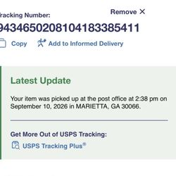 US Post Office - Tracking information