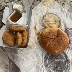 McDonald's - Nuggets and double cheeseburger.