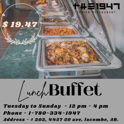 The1947 Indian Restaurant - All you can eat lunch buffet