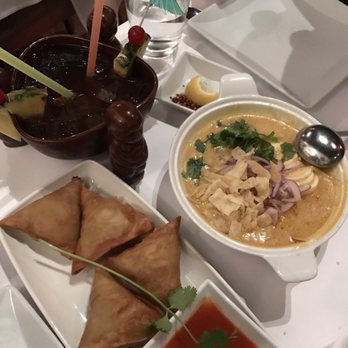 Rangoon Ruby - Samosas, coconut curry soup and a scorpion drink to share! - Asian Fusion Near Me - Palo Alto, California