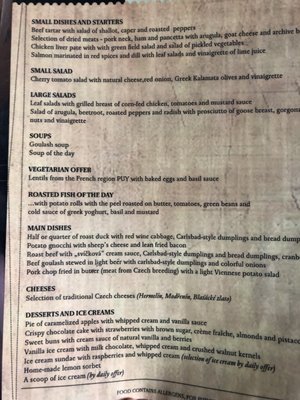 Menu photo 3 Restaurace Malostranská beseda Prague, PR Menu photo 3 Restaurace Malostranská beseda Prague, PR