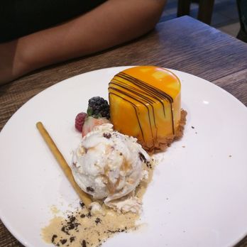 A La Mousse - Mango Mousse cake with ice cream - Desserts Near Me - Philadelphia, Pennsylvania A La Mousse - Mango Mousse cake with ice cream - Desserts Near Me - Philadelphia, Pennsylvania