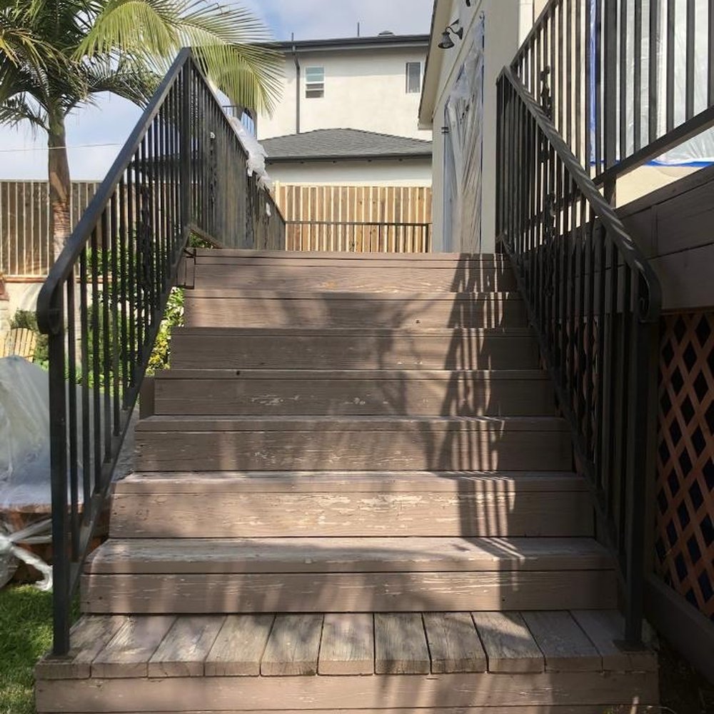 Teak Master - BEFORE - sad, chipping paint deck I honestly thought I would need to rip out these planks and start over - Refinishing Services Near Me - South El Monte, California