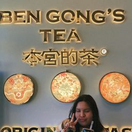 My sister with Oolong milk tea w boba My sister with Oolong milk tea w boba