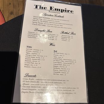 The Empire Bistro - Drink menu - Salad Near Me - Tiffin, Ohio The Empire Bistro - Drink menu - Salad Near Me - Tiffin, Ohio