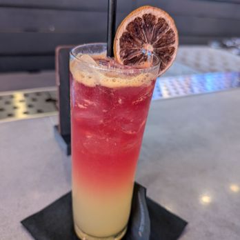 Spire 73 - NA Peach wood elixir (with passionfruit instead of peach because they were out of peach) - Cocktail Bars Near Me - Los Angeles, California Spire 73 - NA Peach wood elixir (with passionfruit instead of peach because they were out of peach) - Cocktail Bars Near Me - Los Angeles, California