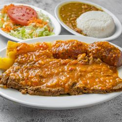 Los Arrieros - Flank Steak soft juicy tender topped with a house sauce...