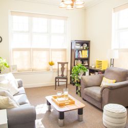 One of our therapist's bright, cheerful offices