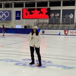 Utah Olympic Oval - Taking a curling lesson.
