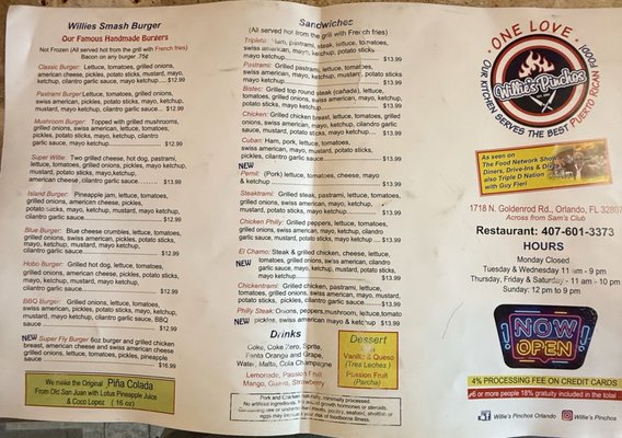 Menu photo 1 Willie's Pinchos in Orlando Orlando, FL Menu photo 1 Willie's Pinchos in Orlando Orlando, FL