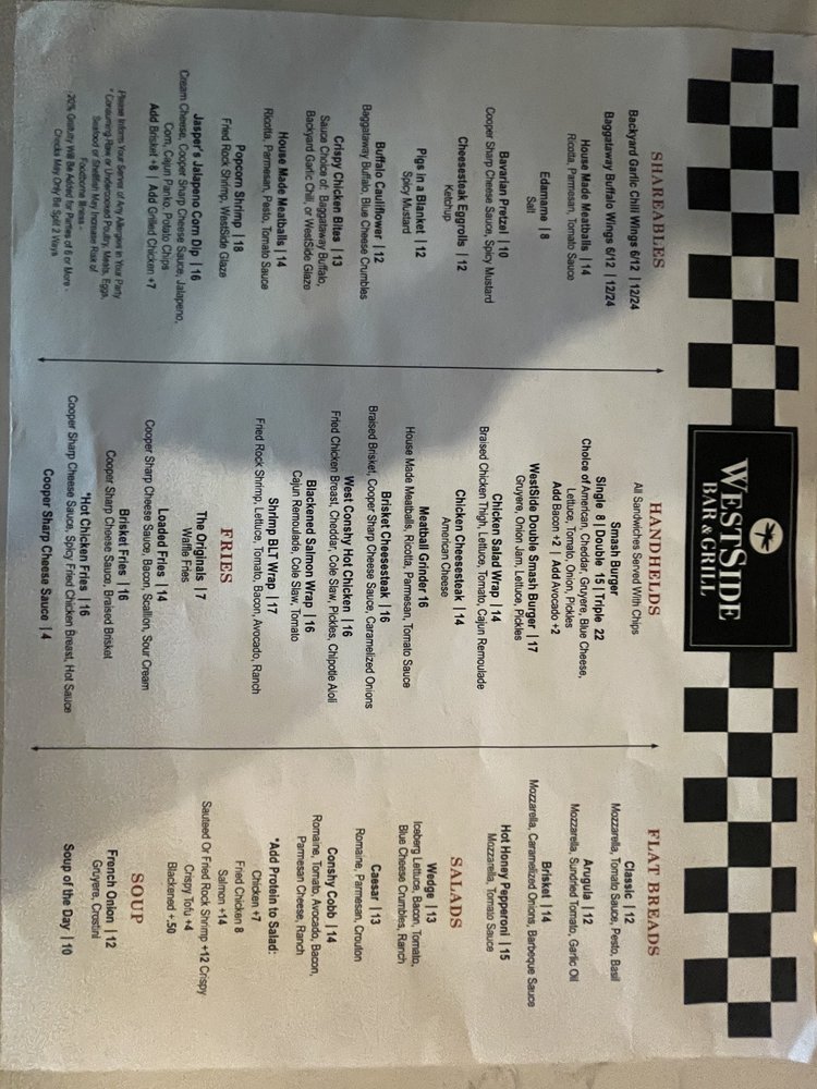 WESTSIDE BAR & GRILL Updated September 2024 31 Front St