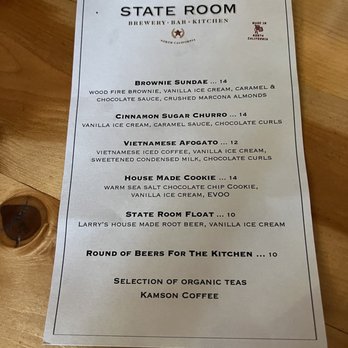 State Room - Dessert menu - Breweries Near Me - San Rafael, California State Room - Dessert menu - Breweries Near Me - San Rafael, California