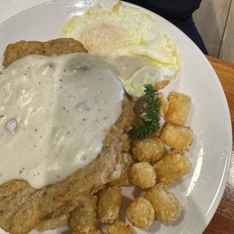 Lg country fried steak with tater tots Lg country fried steak with tater tots