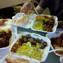 Panda Cafe - Two orange chickens, a General Tso's, and a sesame chicken. Can you tell which one is which?