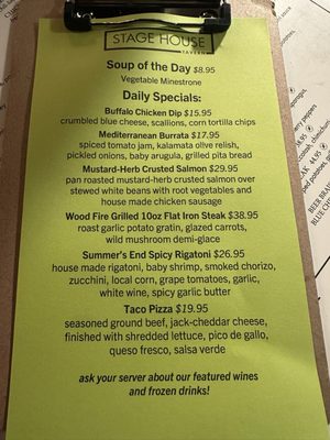 Menu photo 2 Stage House Tavern Mountainside, NJ