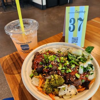 Original ChopShop - Strawberry ginger lemonade & spicy Korean steak bowl - Salad Near Me - Alpharetta, Georgia Original ChopShop - Strawberry ginger lemonade & spicy Korean steak bowl - Salad Near Me - Alpharetta, Georgia