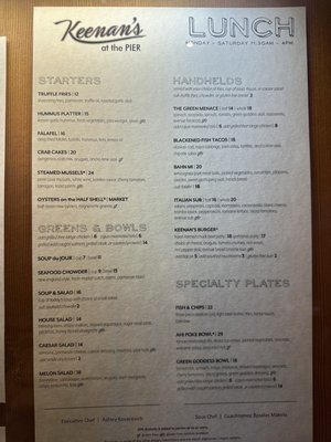 Menu photo 4 Keenan's at the Pier Bellingham, WA
