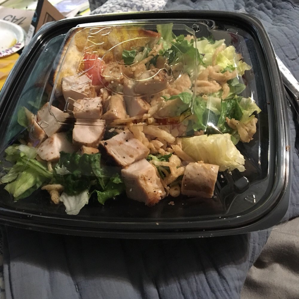 Not happy with this location. Last time I ordered a buffalo blue salad grilled chicken it was drenched in buffalo this time NO buffalo sauce Not happy with this location. Last time I ordered a buffalo blue salad grilled chicken it was drenched in buffalo this time NO buffalo sauce