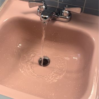 Kush Paint - The finished sink, after coating 3 times with the custom tinted pink epoxy coating from Kush. - Paint Stores Near Me - Roseville, Michigan