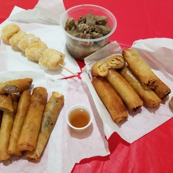 Alyssandra's Lumpia Express - Cascaron (mochi), pork adobo, Veggie lumpia, and Shanghai Lumpia - Filipino Near Me - Waipahu, Hawaii