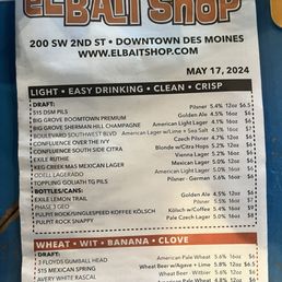 Partial beer menu and full food menu Partial beer menu and full food menu