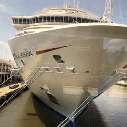 New York City Passenger Ship Terminal - Exterior of Carnival Horizon viewed from terminal