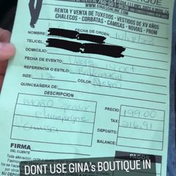 Gina's Fashion Boutique - Receipt