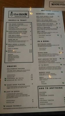 Menu photo 2 The Nook Espresso Bar and Lounge Halifax, NS Menu photo 2 The Nook Espresso Bar and Lounge Halifax, NS