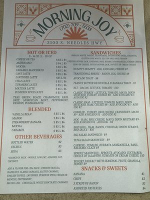 Menu photo 2 Morning Joy Cafe Laughlin, NV