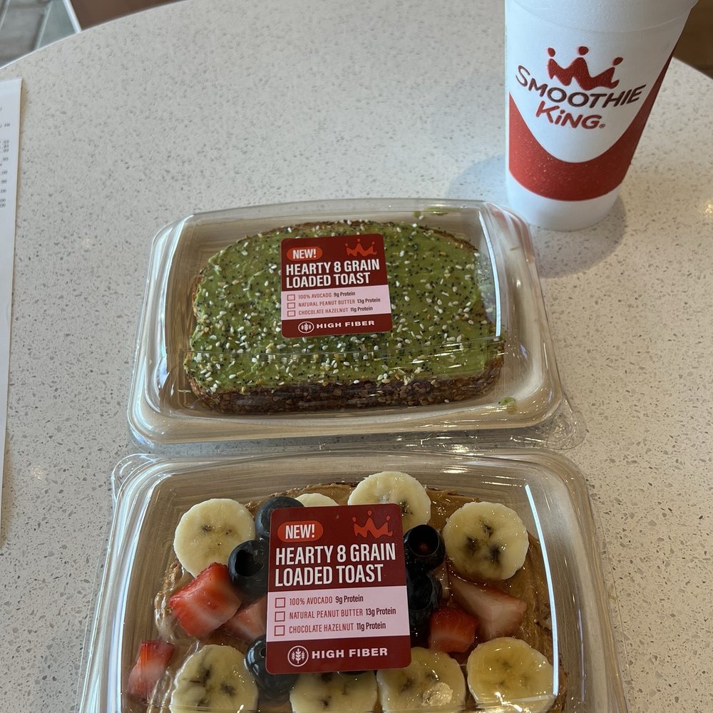 Smoothie King - Hearty 8 Grain Loaded Avocado Toast Hearty 8 Grain Loaded Peanut Butter Toast Vanilla Hulk - Juice Bars & Smoothies Near Me - Boynton Beach, Florida Smoothie King - Hearty 8 Grain Loaded Avocado Toast Hearty 8 Grain Loaded Peanut Butter Toast Vanilla Hulk - Juice Bars & Smoothies Near Me - Boynton Beach, Florida