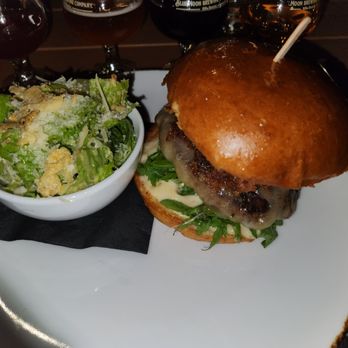 Blue Moon Brewing Company - Bison burger and caesar salad - Brewpubs Near Me - Denver, Colorado