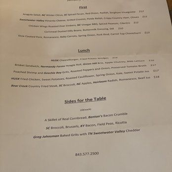 Husk - Lunch menu - American Near Me - Charleston, South Carolina